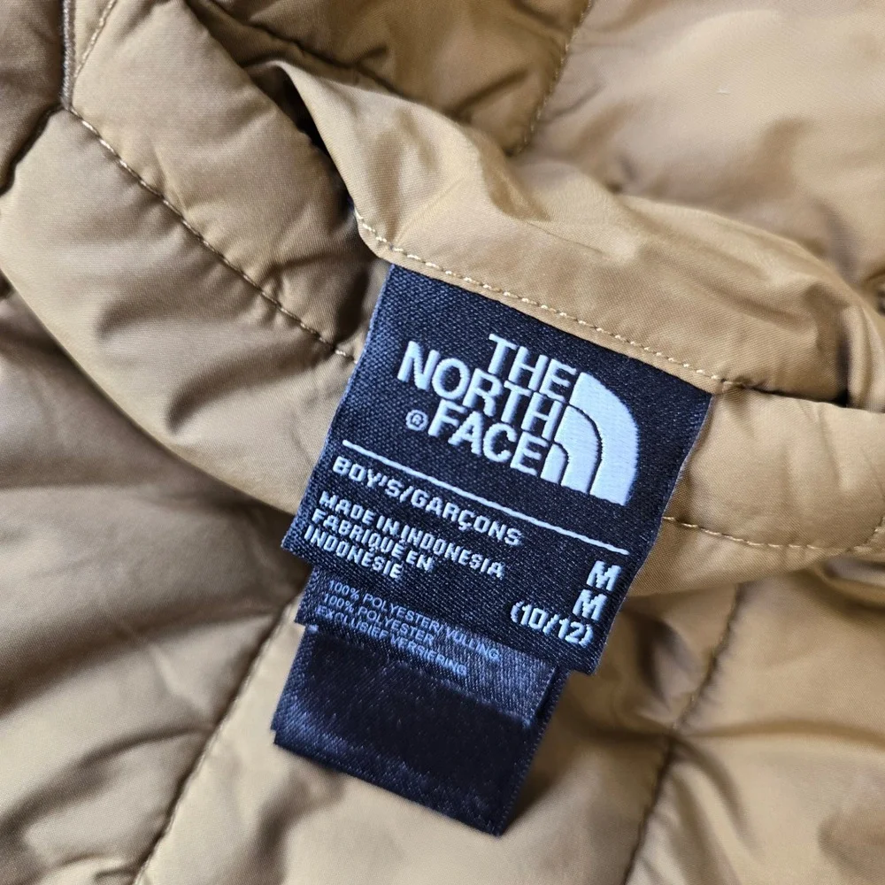 The North‎ Face Reversible Puffer Jacket Boys Medium 10/12 Khaki Black Perrito